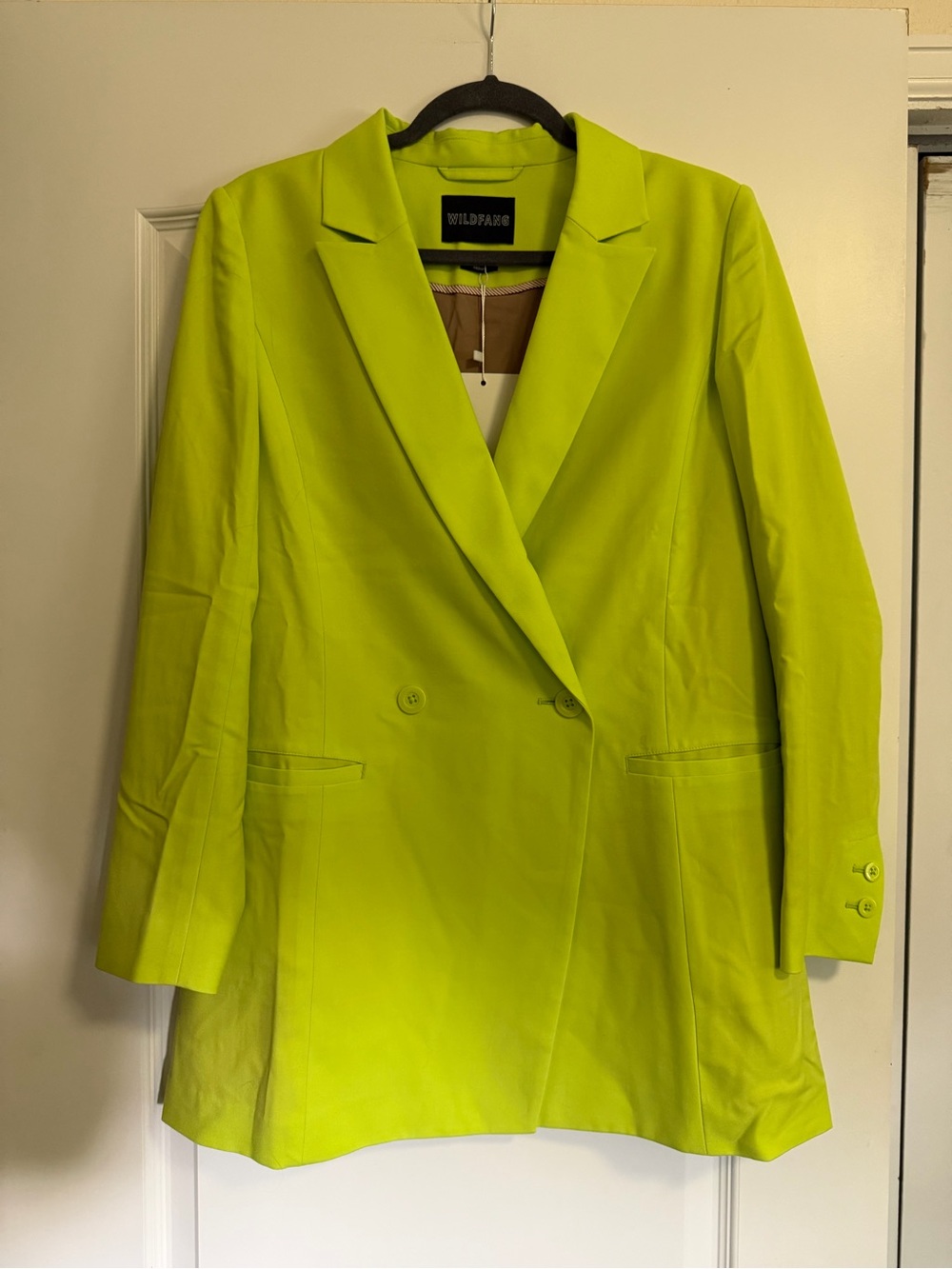 WILDFANG Neon Lime Double-Breasted Blazer - Size M